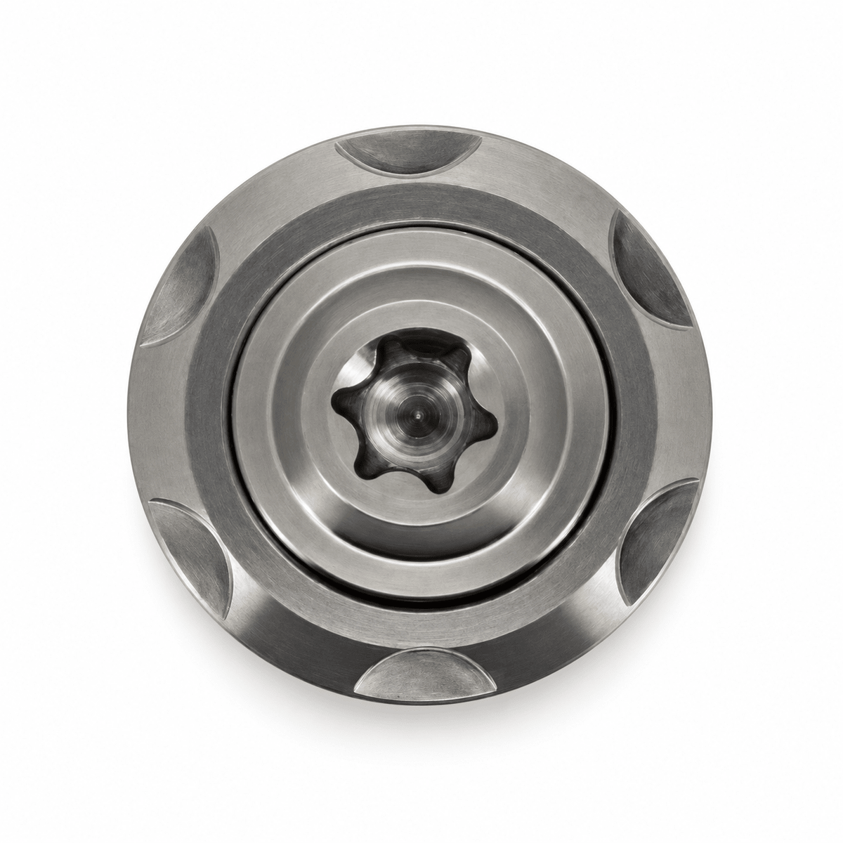Vooraanzicht van een titanium Torx bout met Step Washer
