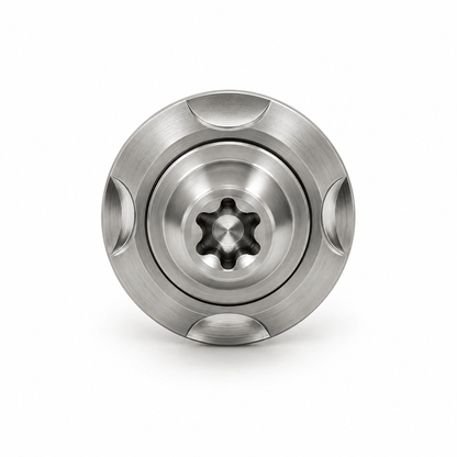 Frontansicht von Titan-Low-Profile-Torx-Schraube mit Step Washer
