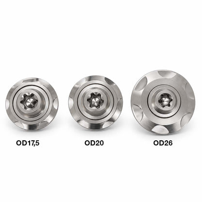 Frontansicht von M6 Torx-Schrauben mit Step Washers OD17,5, OD20 und OD26