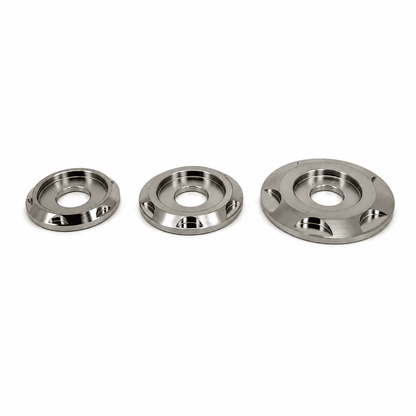 TiHex raw titanium flush fit washers in three sizes