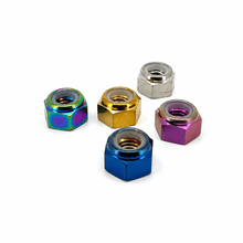 TiHex Titan-Sicherungsmuttern mit Nylonring in mehreren Anodisierfarben